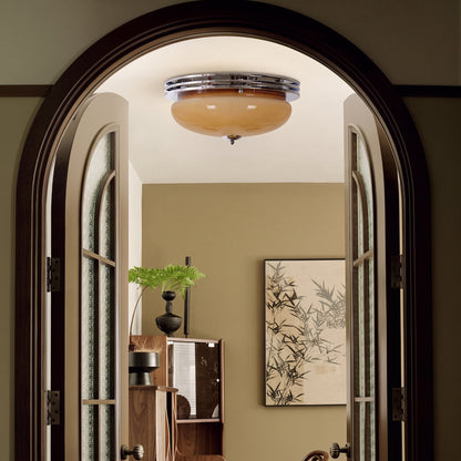 Bauhaus Amber Glass Flush Mount