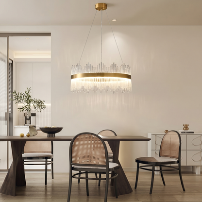 Crystal Wave Chandelier in Brushed Gold