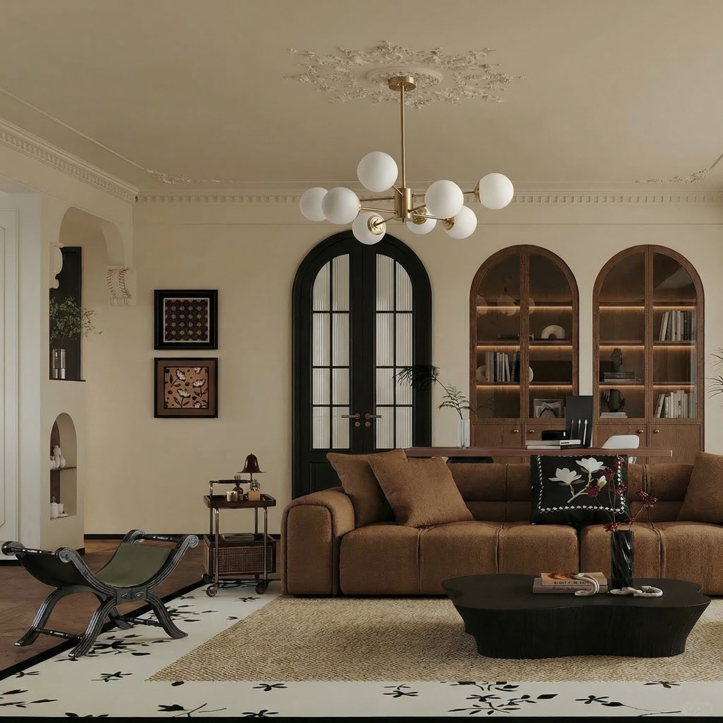 Gold Molecular Sputnik Chandelier