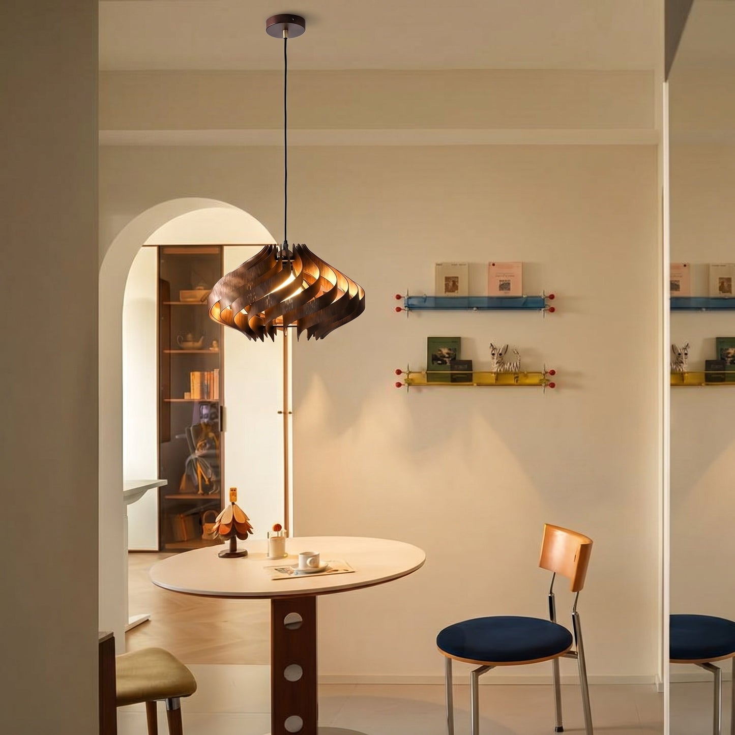 Twisted Wood Ribbon Pendant Light