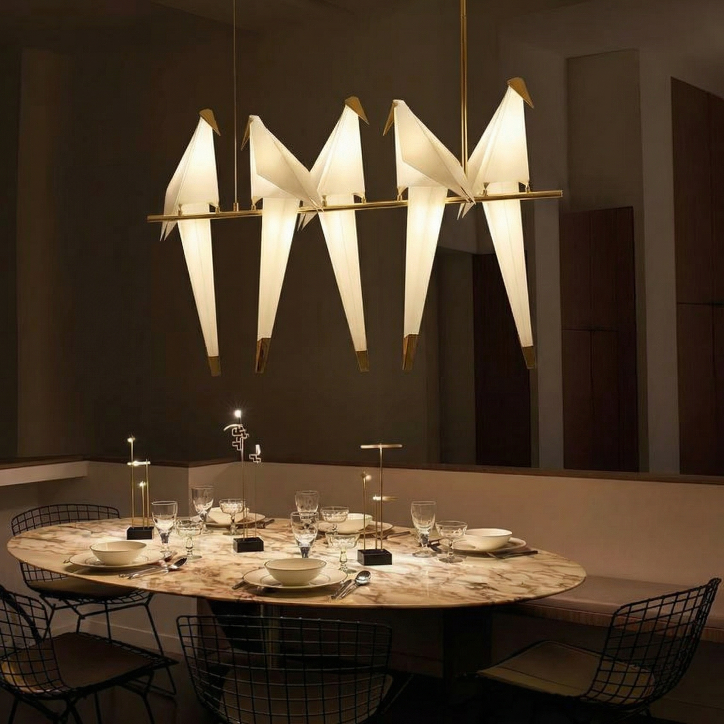 5-Bird Grand Linear Origami Pendant
