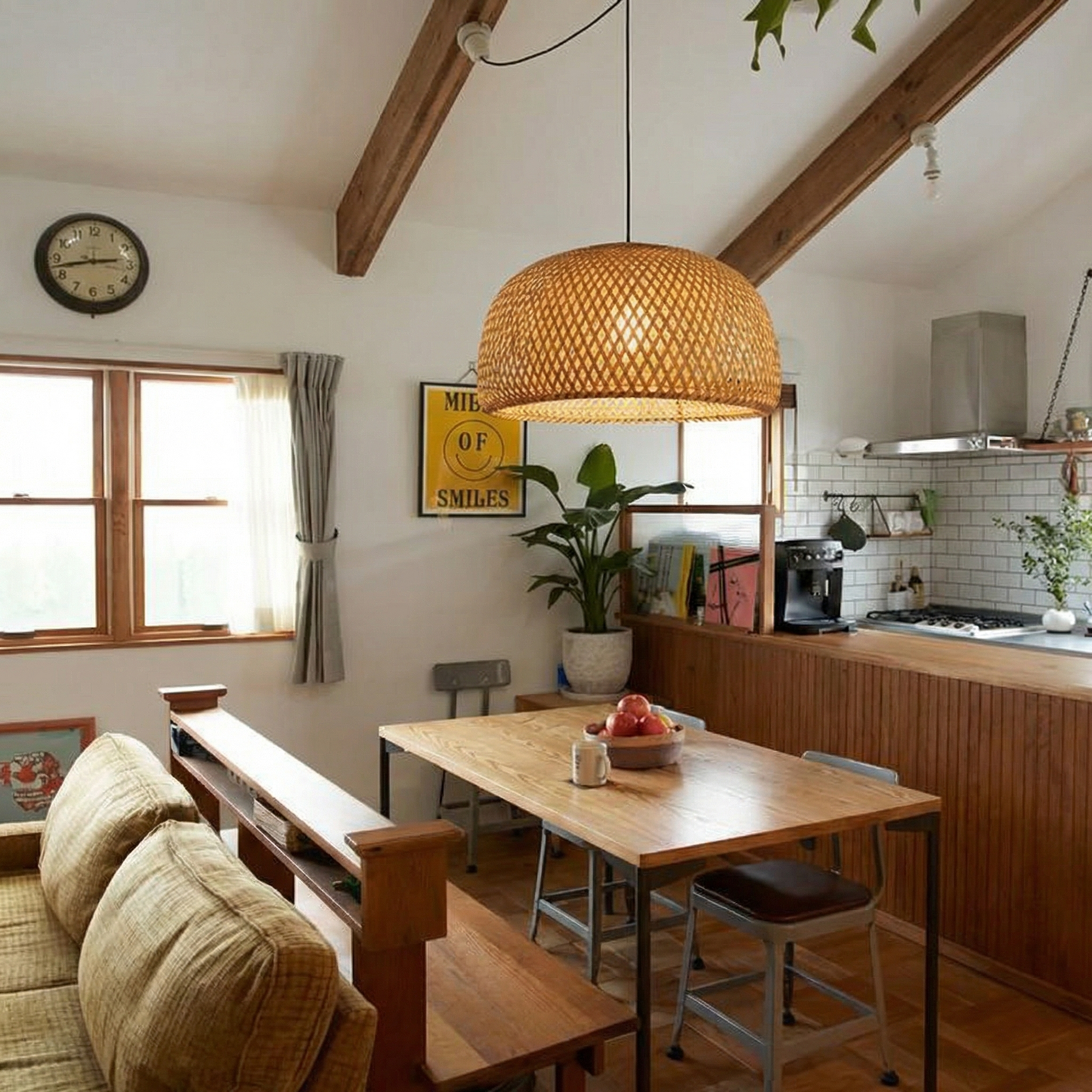 Hand-Woven Bamboo Dome Pendant Light