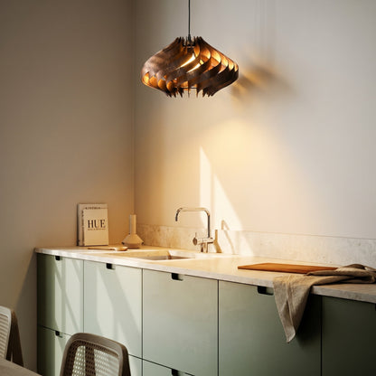 Twisted Wood Ribbon Pendant Light