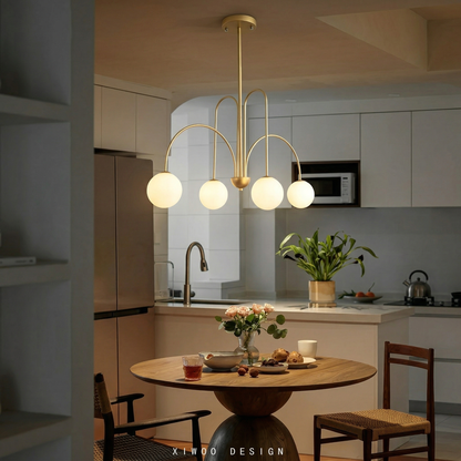 Gooseneck Opal Globe Chandelier