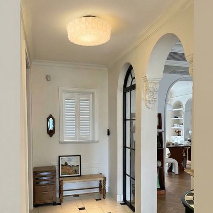 Hobnail Milk Glass Flush Mount Light