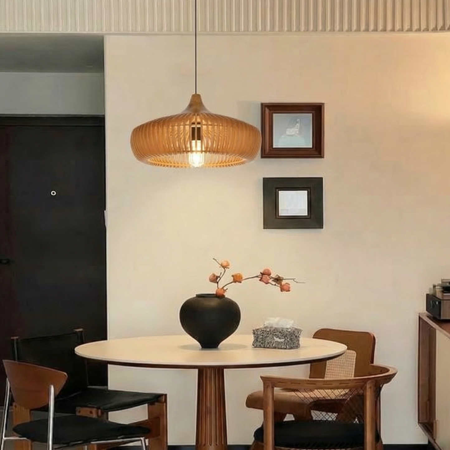 Wood Slat Fin Pendant Light