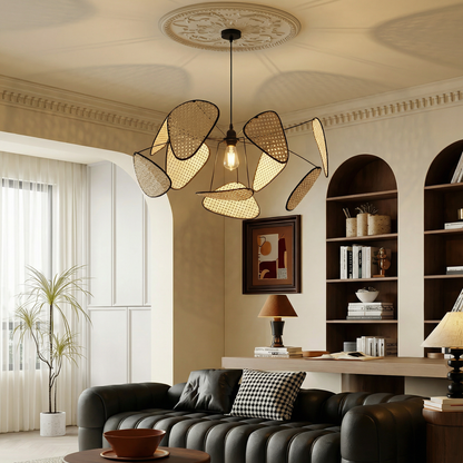 Cane Webbing Screen Chandelier