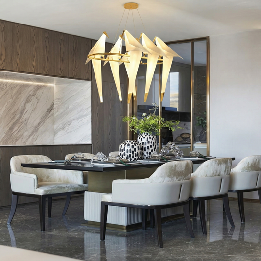 Origami Bird Chandelier on Brass Bars