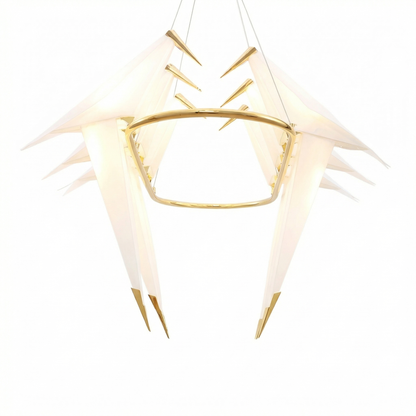 Origami Bird Chandelier on Brass Bars