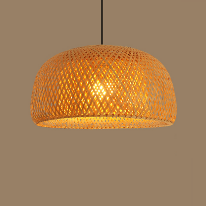 Hand-Woven Bamboo Dome Pendant Light