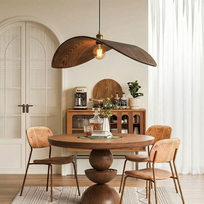 Curved Wood Veneer Wave Pendant Light