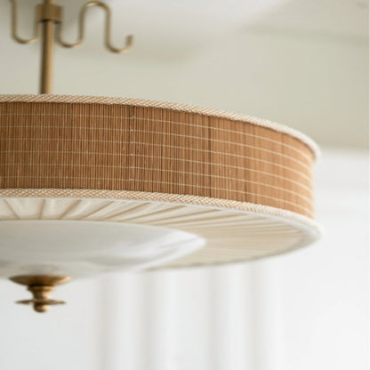 Rattan and Brass Pendant Light