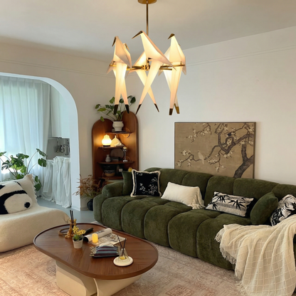 Origami Bird Chandelier on Brass Bars