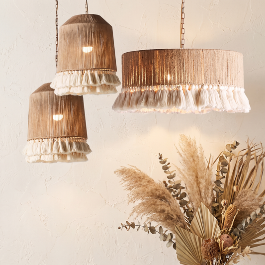 Jute Rope Fringe Tassel Pendant Light