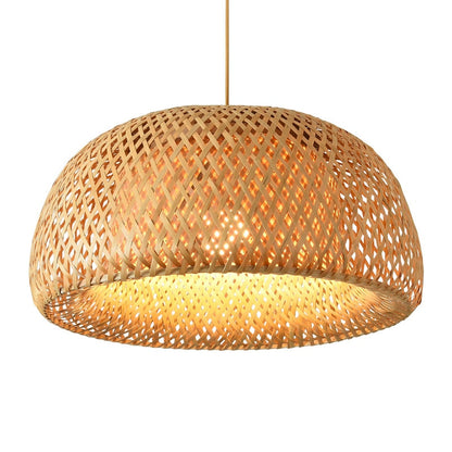 Hand-Woven Bamboo Dome Pendant Light