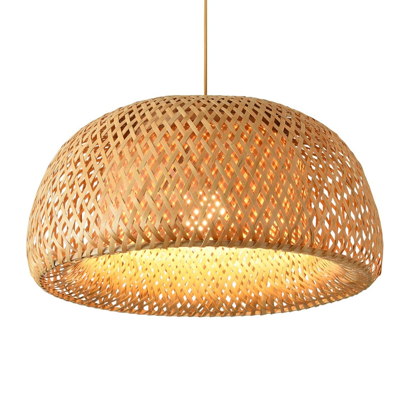Hand-Woven Bamboo Dome Pendant Light