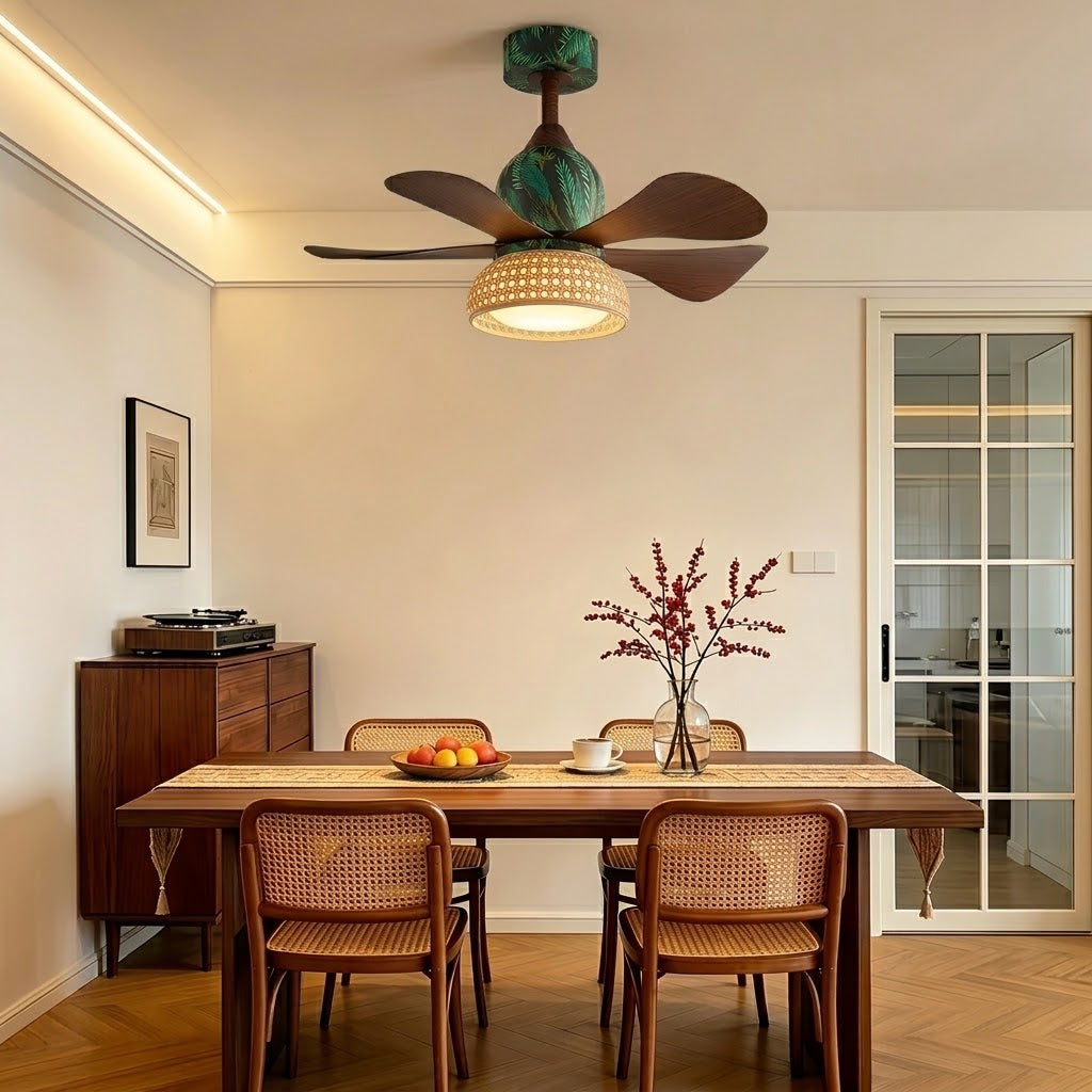 Retro Tropical Rattan Ceiling Fan