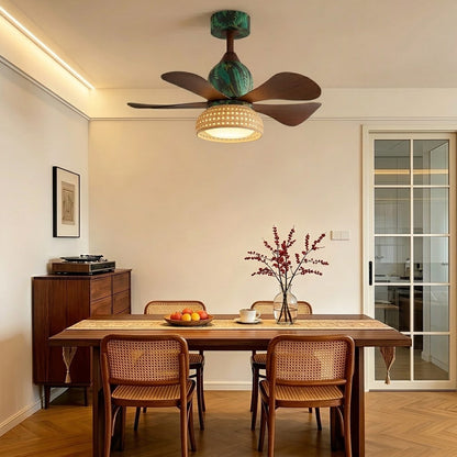 Retro Tropical Rattan Ceiling Fan