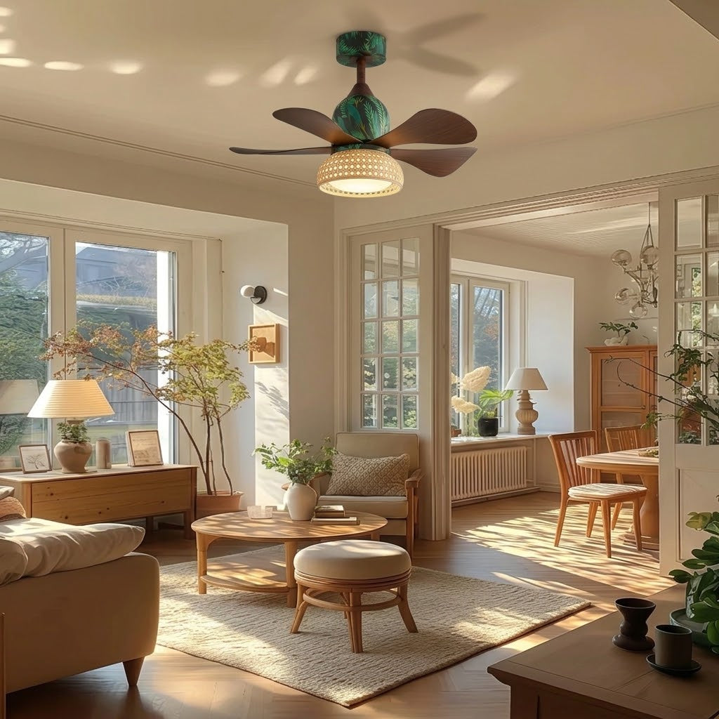 Retro Tropical Rattan Ceiling Fan